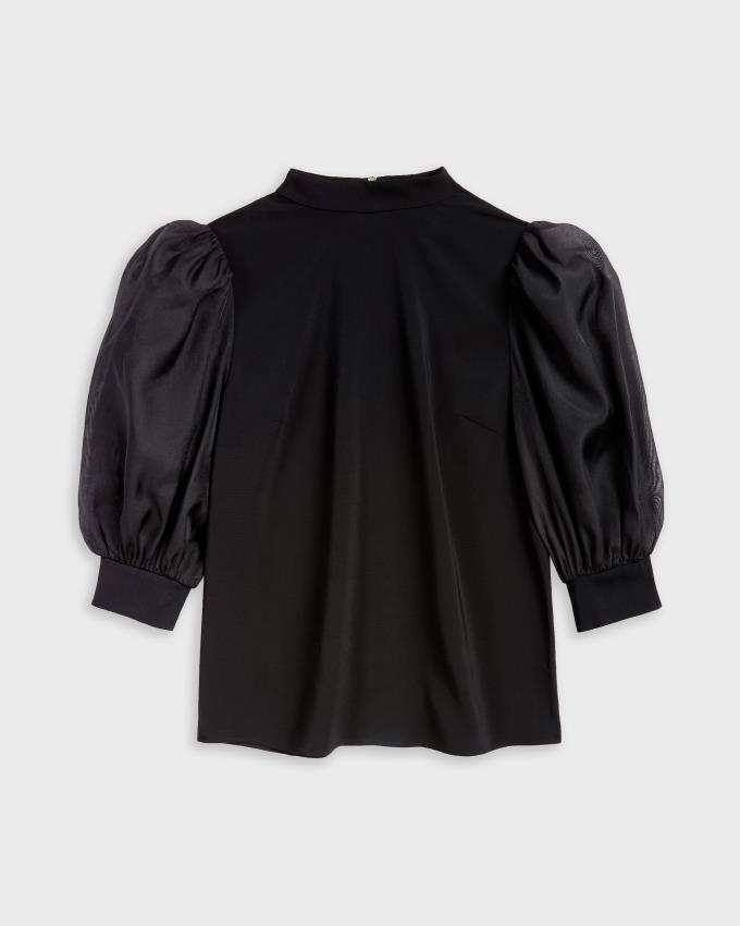 Hauts Ted Baker Organza Volume Sleeve Noir Femme | JND-26117111